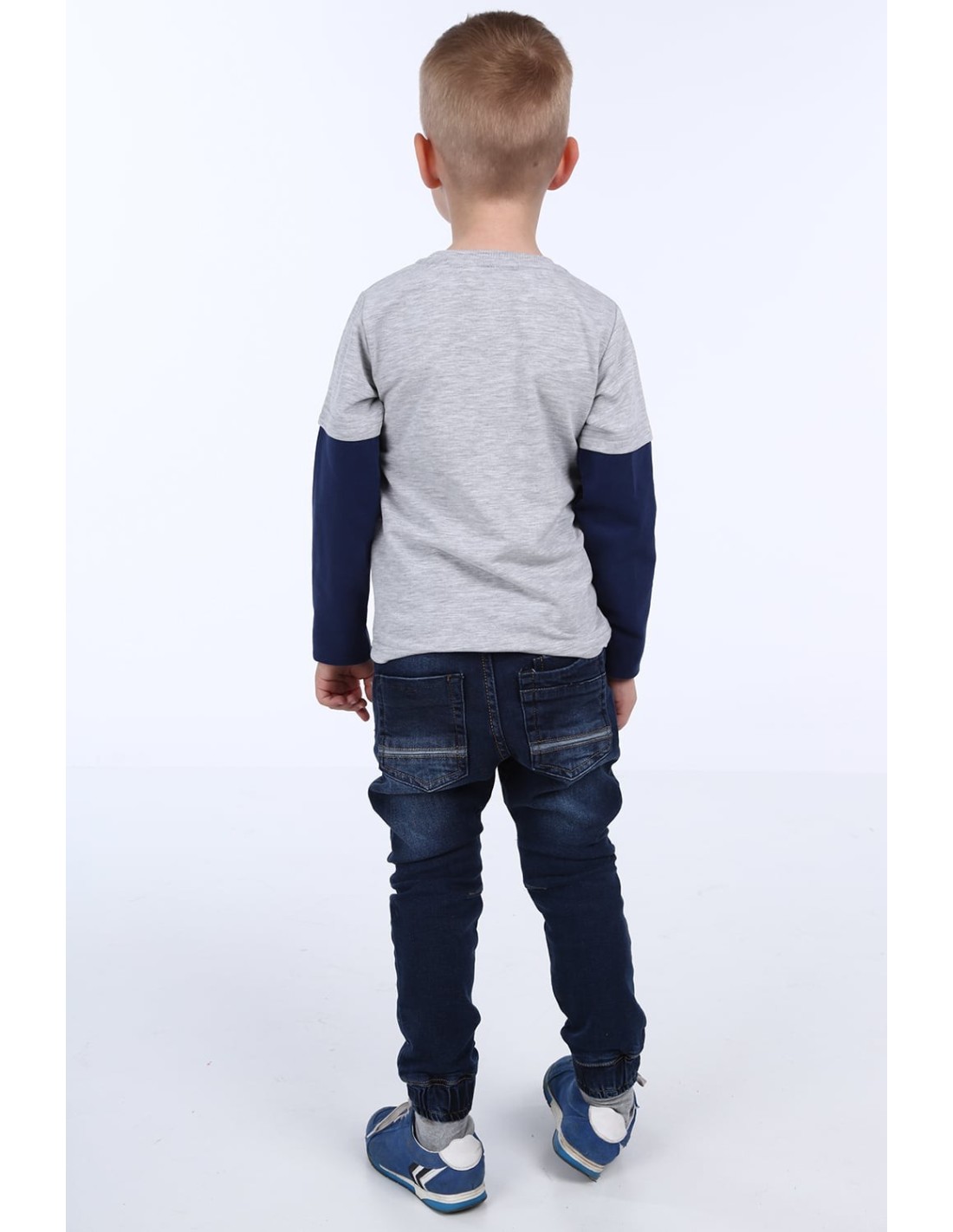 Boy\'s blouse with a football motif, light gray NDZ9092 - Online store - Boutique